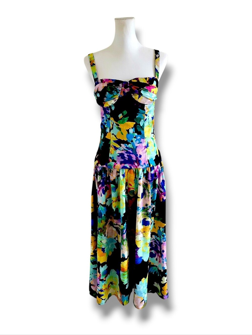 Luxxel | EUC Multicolor Floral Bust Detail Midi Sundress (SIZE S)